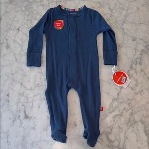 NWT MAGNETIC ME RIBBED BLUE FOOTIE 3/6M